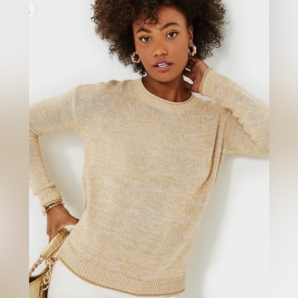 LILLY PULITZER BAYPORT SWEETER SAND BAR MARL 100% COTTON SIZE XL | PULLOVER KNIT - Picture 2 of 10